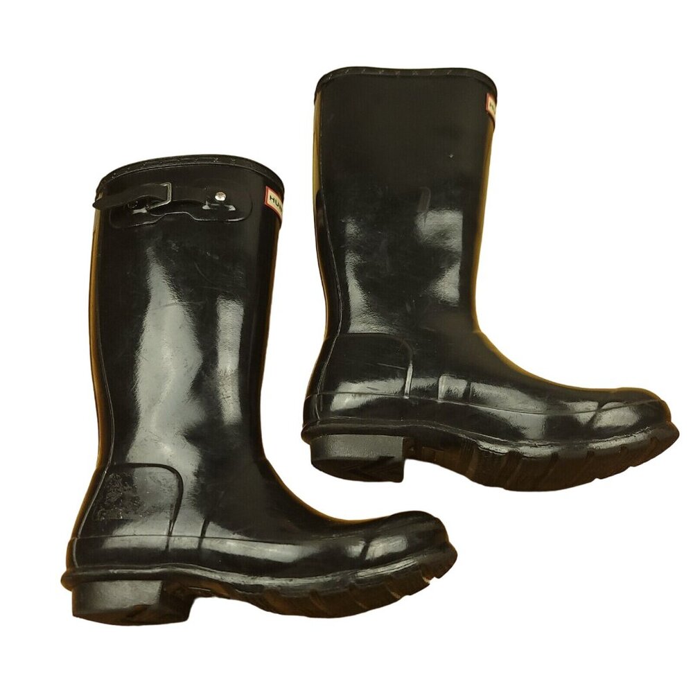 Hunter Original Kids Gloss Rain Boots JFT6000RGL Black Size‎ 5B / 6G Tall Glossy